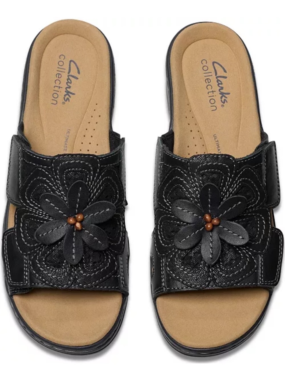 Clarks Merliah2 Belle Flower Leather Wedge Sandals NEW